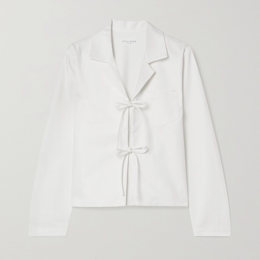 Still Here Havana Tie-front Cotton-twill Shirt